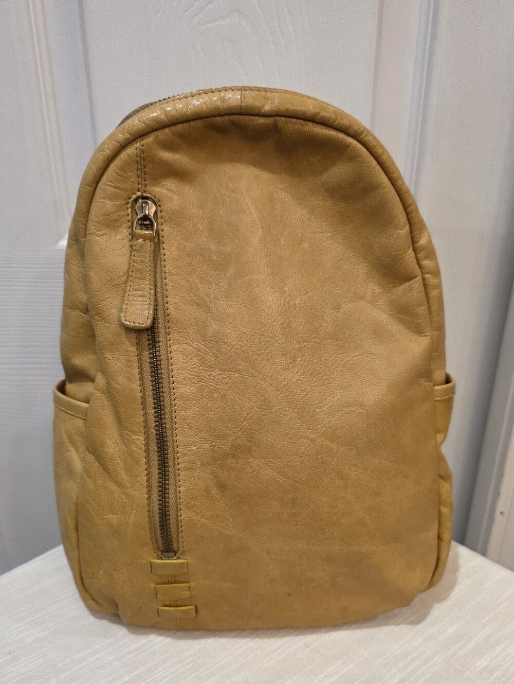 C&C California Mustard Yellow Leather Backpack Purse Travel Bag